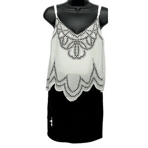 Crystal Doll Junior's Embellished Sheer Overlay Scallop Hem Top Party Dress 5